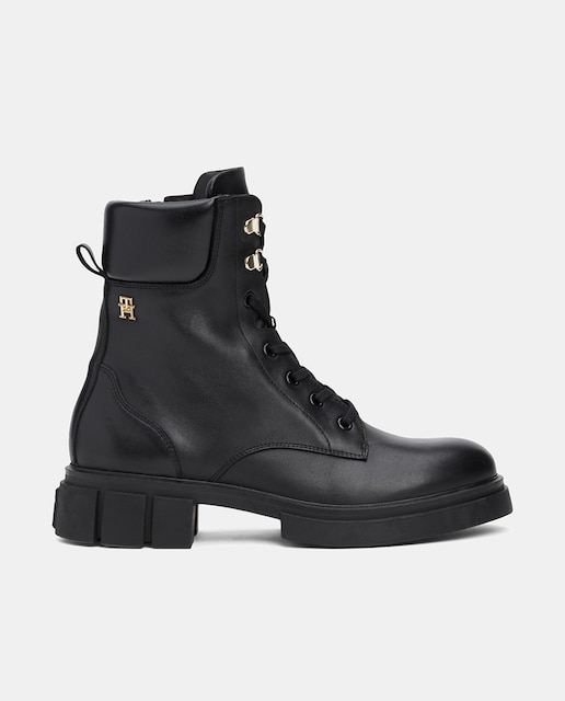 Imagen 0 de Botas moteras de piel con suela track y cremallera lateral de Tommy Hilfiger