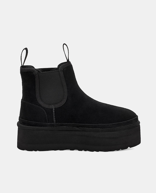 Imagen 0 de Botas de mujer en negro planos tipo chelsea de ante con plataforma