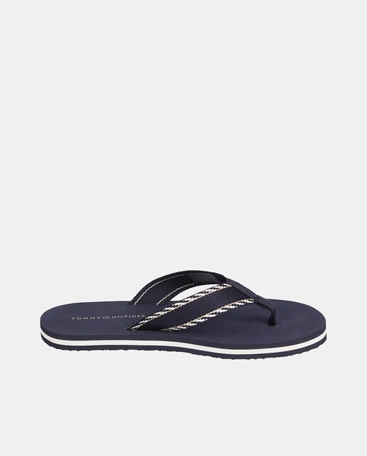Imagen 0 de Chanclas de mujer en azul marino con tira ancha logotipada y detalles en contraste