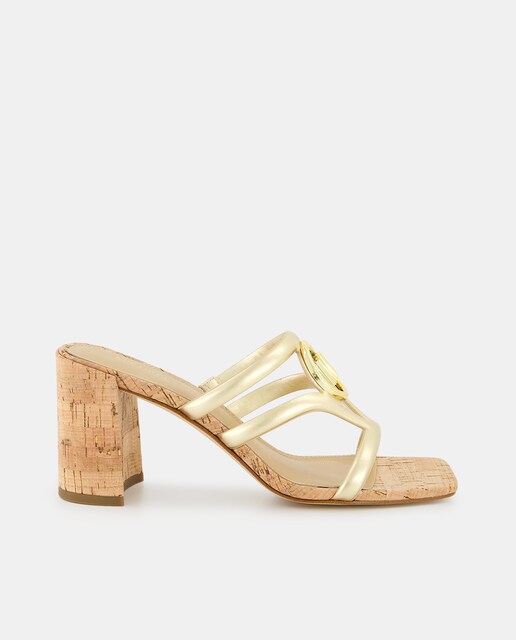 Imagen 0 de Sandalias de tacón Hampton de mujer tipo mule con puntera cuadrada logotipo metálico y tacón bloque