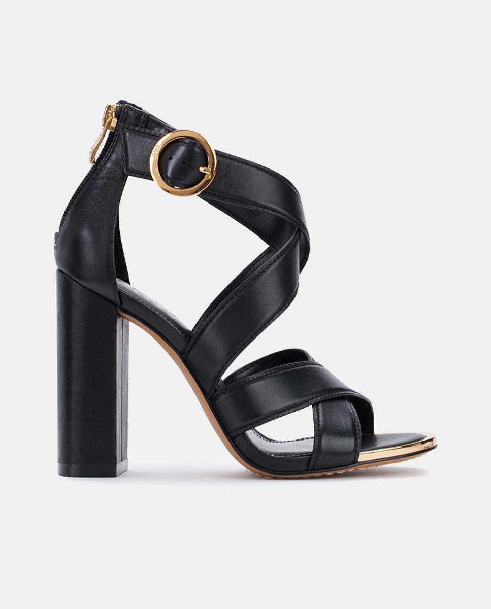 Sandalias de tacón Emelen de mujer en piel con tiras anchas cruzadas y tacón bloque — oferta en Primeriti