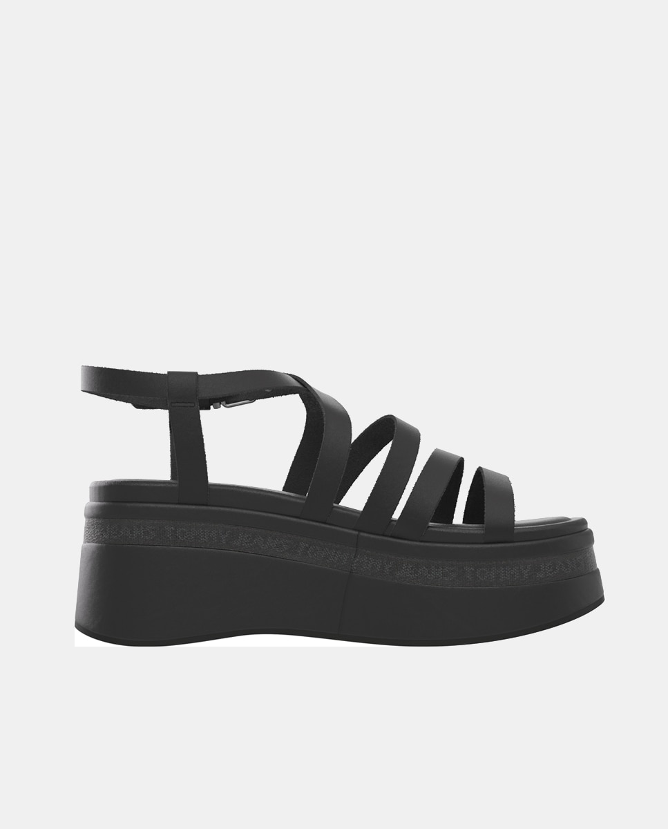 Imagen 0 de Sandalias de mujer en piel con tiras finas y plataforma