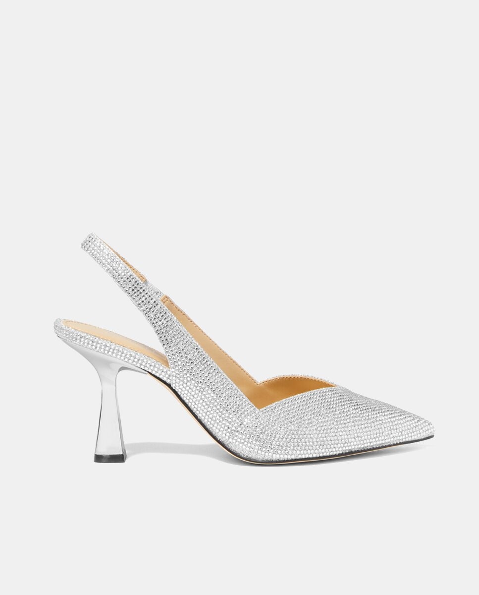 Imagen 0 de Zapatos de salón Chelsea Sling de mujer destalonados con brillantes y tacón embudo