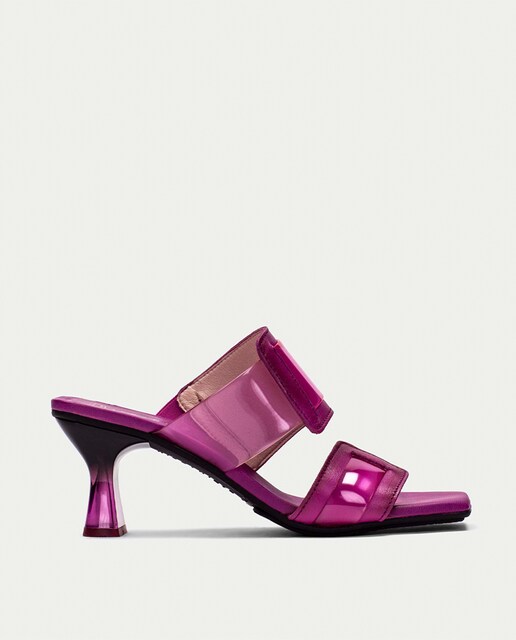 Imagen 0 de Sandalias de tacón de mujer en piel de color fucsia