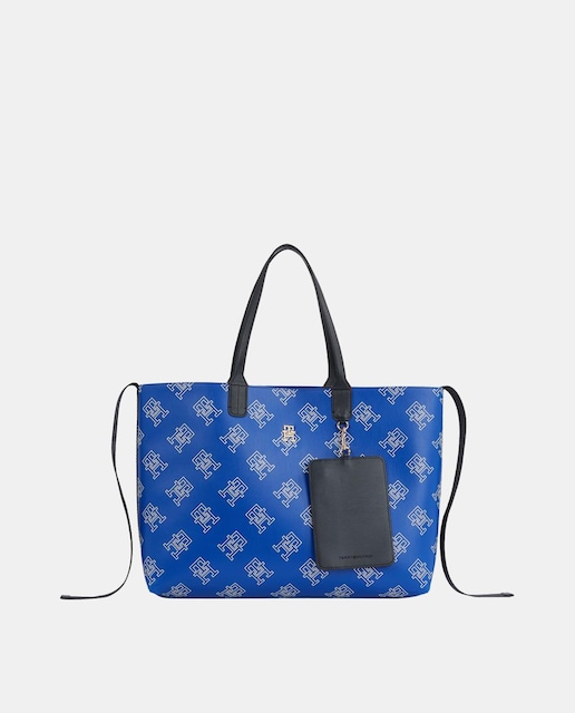 Imagen 0 de Tote en azul con estampado de logotipo y monedero extraíble