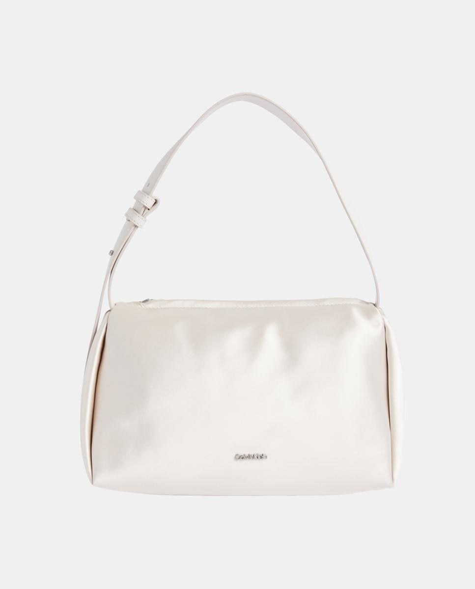 Bolso de hombro mediano de poliéster reciclado en blanco con cierre cremallera — oferta en Primeriti