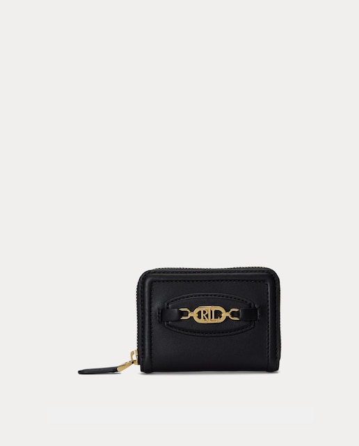 Imagen 0 de Cartera pequeña de piel en negro con cremallera