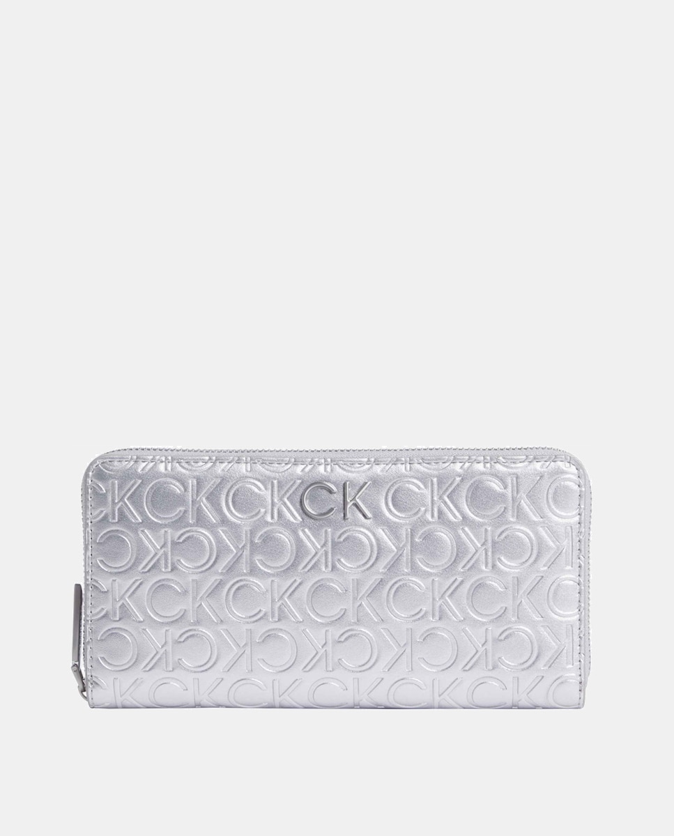 Imagen 0 de Cartera en color plata con cremallera