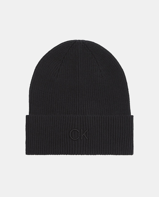 Imagen 0 de Gorro en canalé con logo CK en la parte delantera