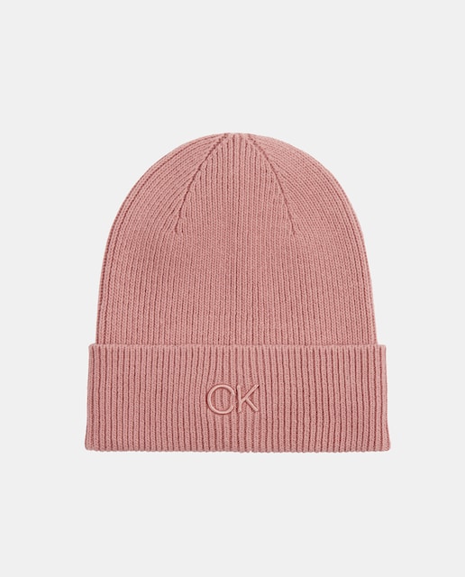 Imagen 0 de Gorro en canalé con logo CK en la parte delantera