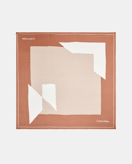 Imagen 0 de Pañuelo con estampado monogram en camel y blanco