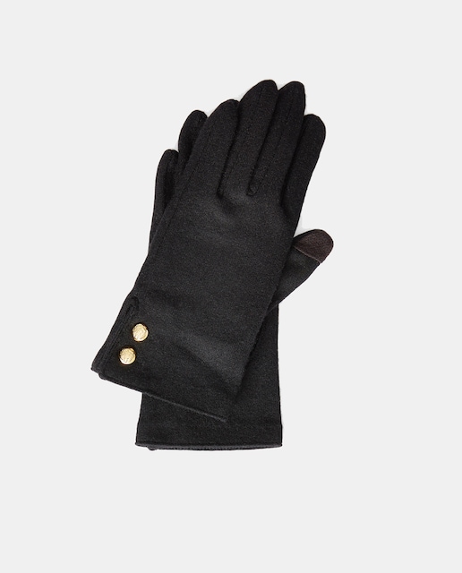 Imagen 0 de Guantes en mezcla de lana en negro con botones