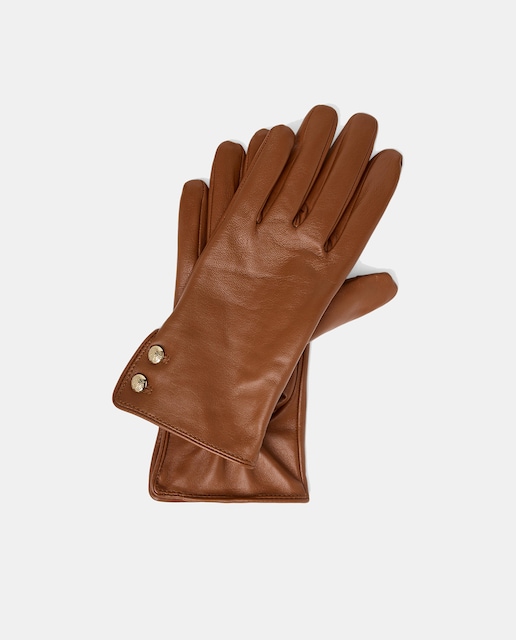Imagen 0 de Guantes de mujer de piel con botones dorados.