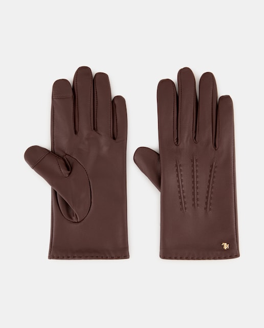 Imagen 0 de Guantes de mujer de piel con detalle con logo.