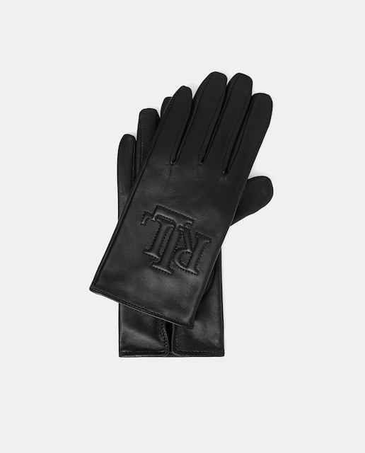 Imagen 0 de Guantes de mujer de piel con logotipo LRL bordado.