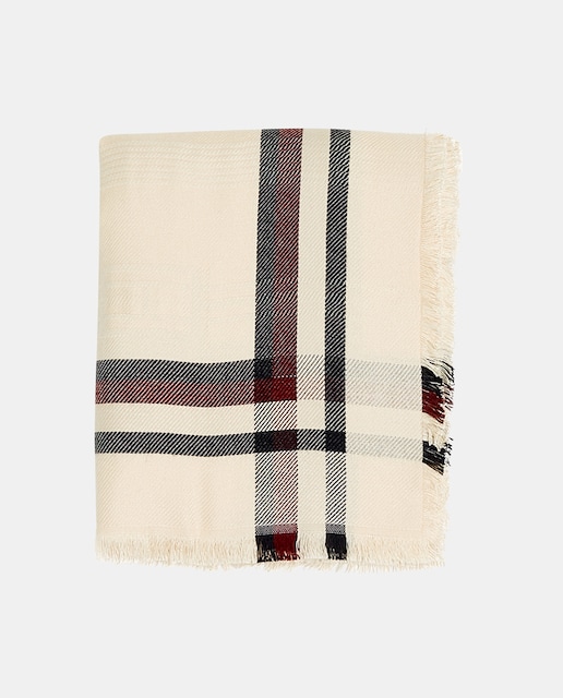 Imagen 0 de Pañuelo de mujer de viscosa en color blanco y detalle de rayas