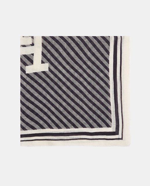 Imagen 0 de Pañuelo de lino de mujer de rayas en color azul marino de Tommy Hilfiger.