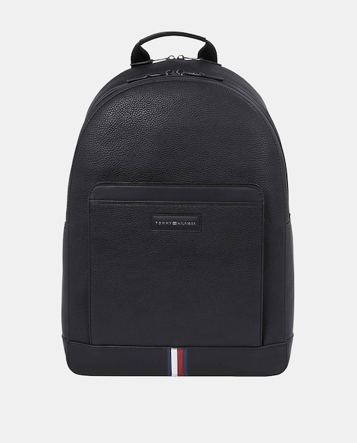 Imagen 0 de Mochila de hombre en color negro con diseño de rayas de Tommy Hilfiger.