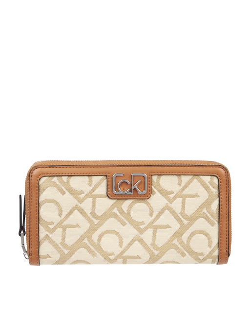 Imagen 0 de Cartera grande de mujer Calvin Klein con estampado de la marca y cremallera