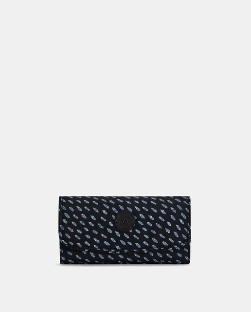 Imagen 0 de Cartera grande en negro estampado con solapa