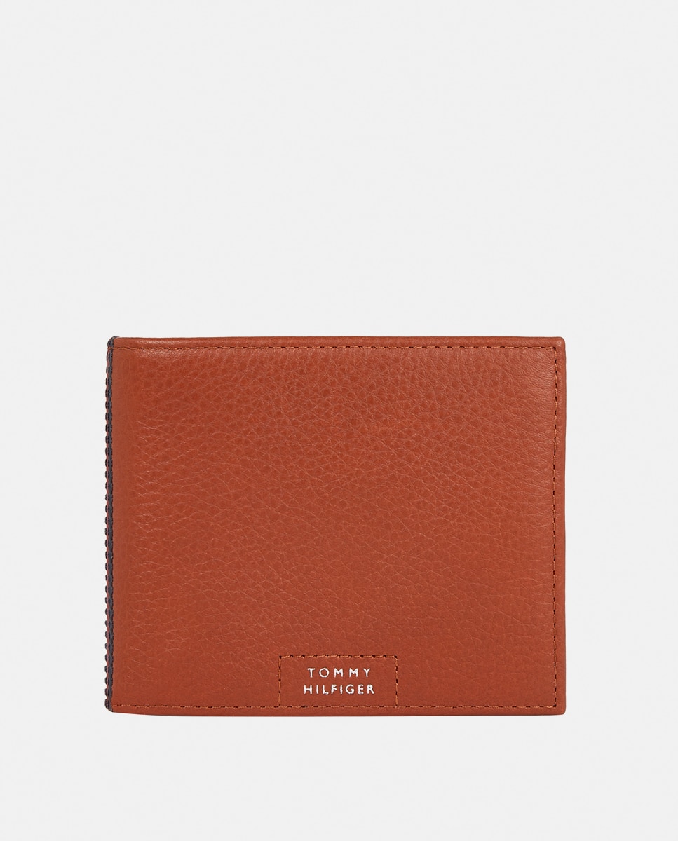 Imagen 0 de Cartera de hombre de piel en color cognac con logo Tommy Hilfiger