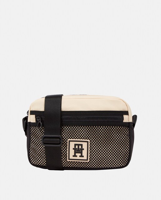 Imagen 0 de Bandolera beige con bolsillo exterior y asa ajustable
