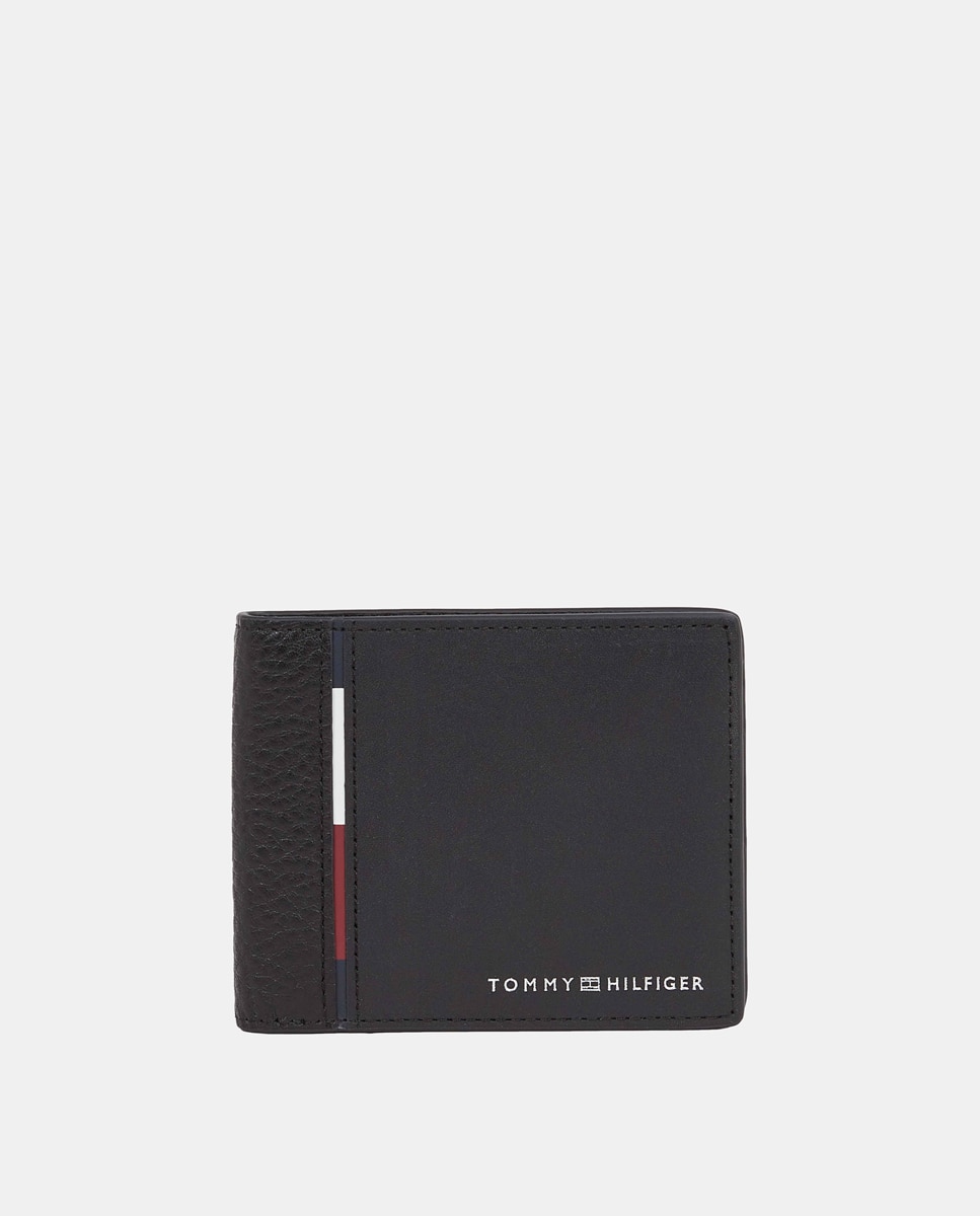 Imagen 0 de Cartera pequeña de hombre en color negro y detalle corporativod de Tommy Hilfiger.