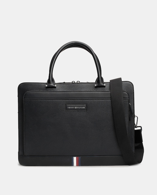 Imagen 0 de Maletín de hombre en color negro con diseño de rayas de Tommy Hilfiger.