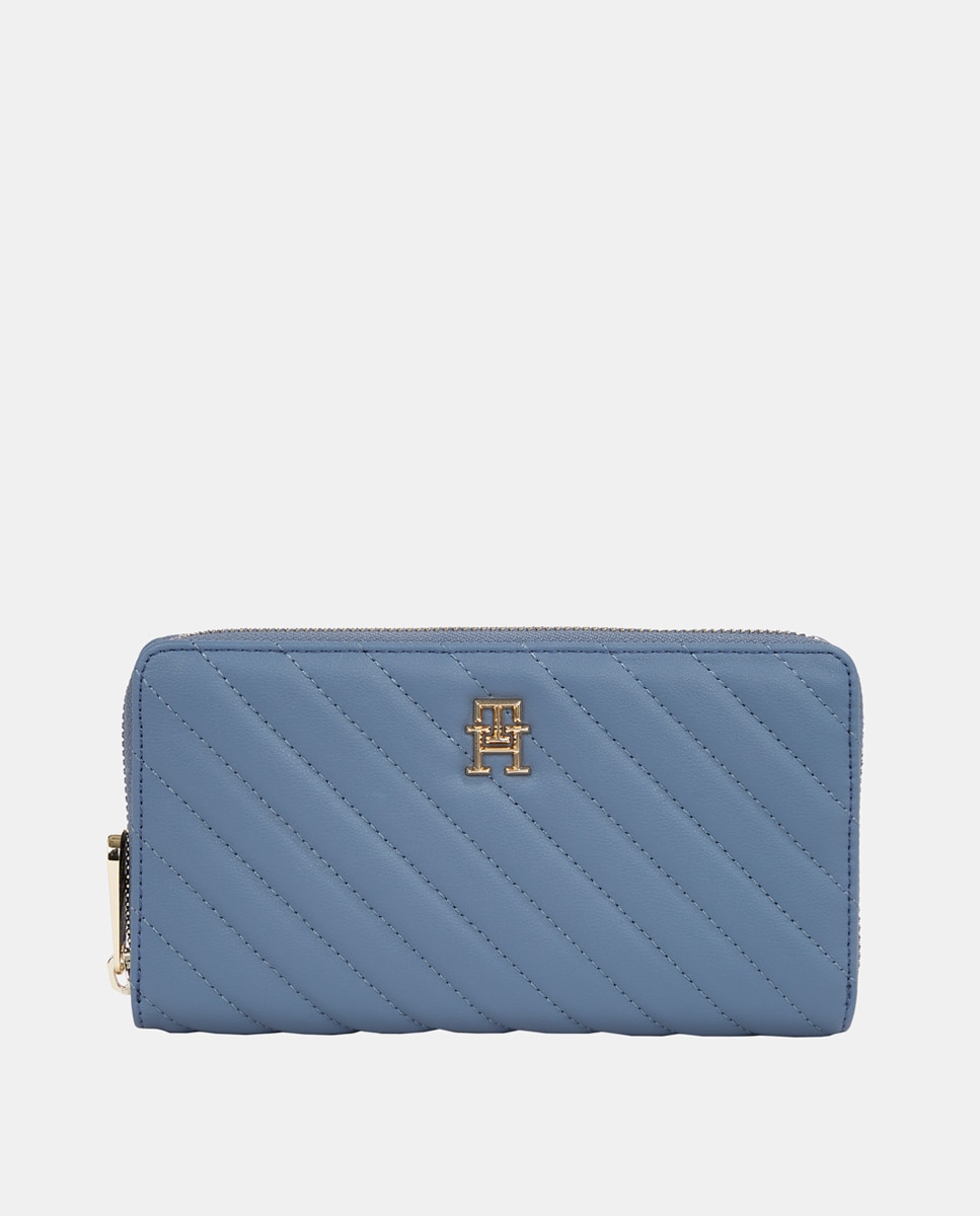 Imagen 0 de Cartera grande de mujer en color azul y diseño acolchado de Tommy Hilfiger.