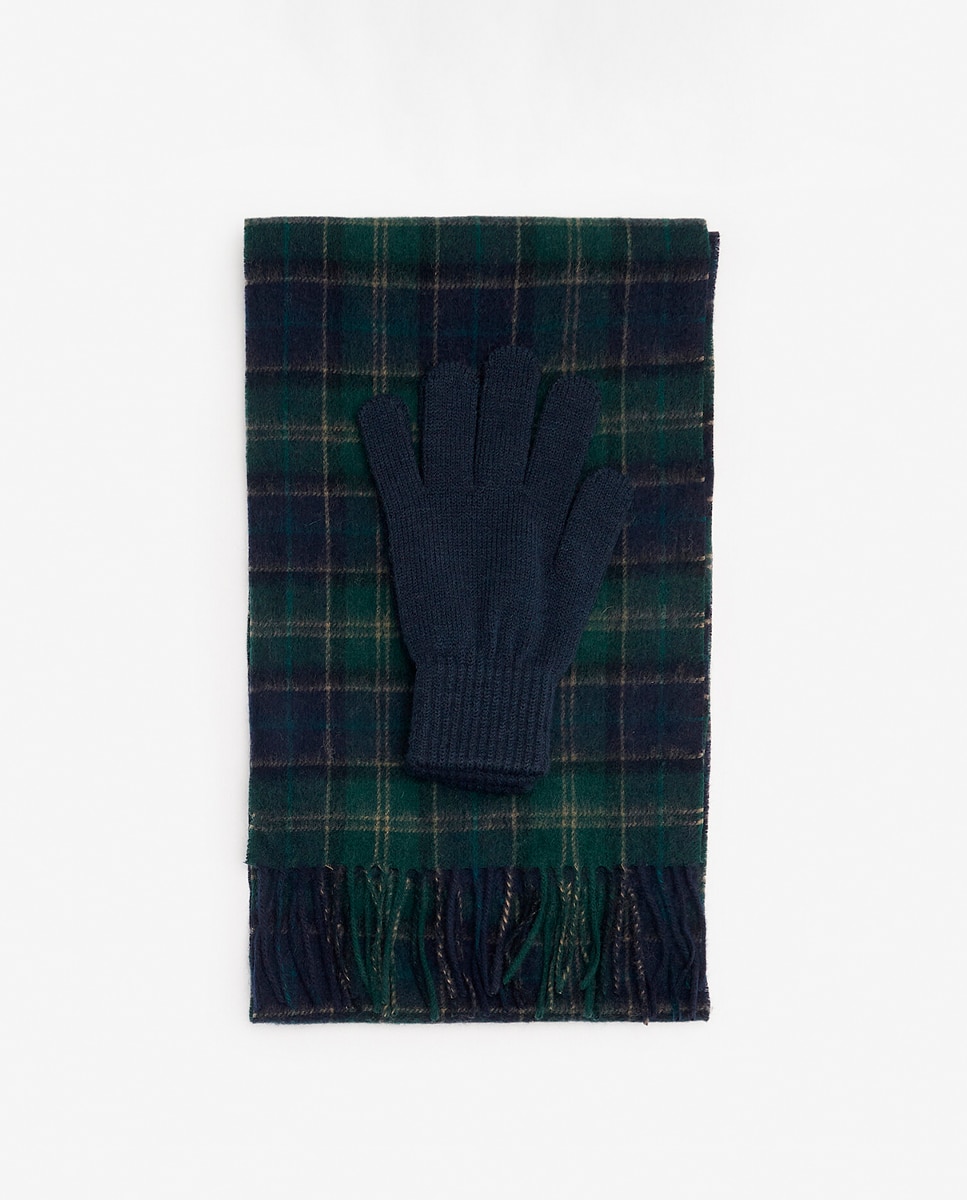 Imagen 0 de Pack de bufanda y guantes de hombre de lana efecto tartán