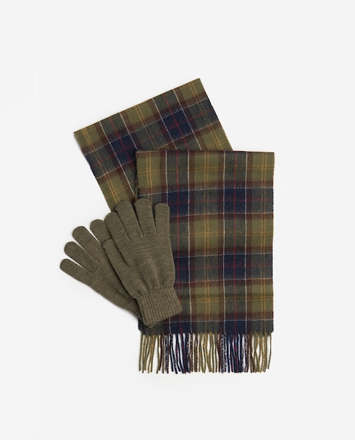 Imagen 0 de Conjunto de bufanda y guantes de lana hechos de punto