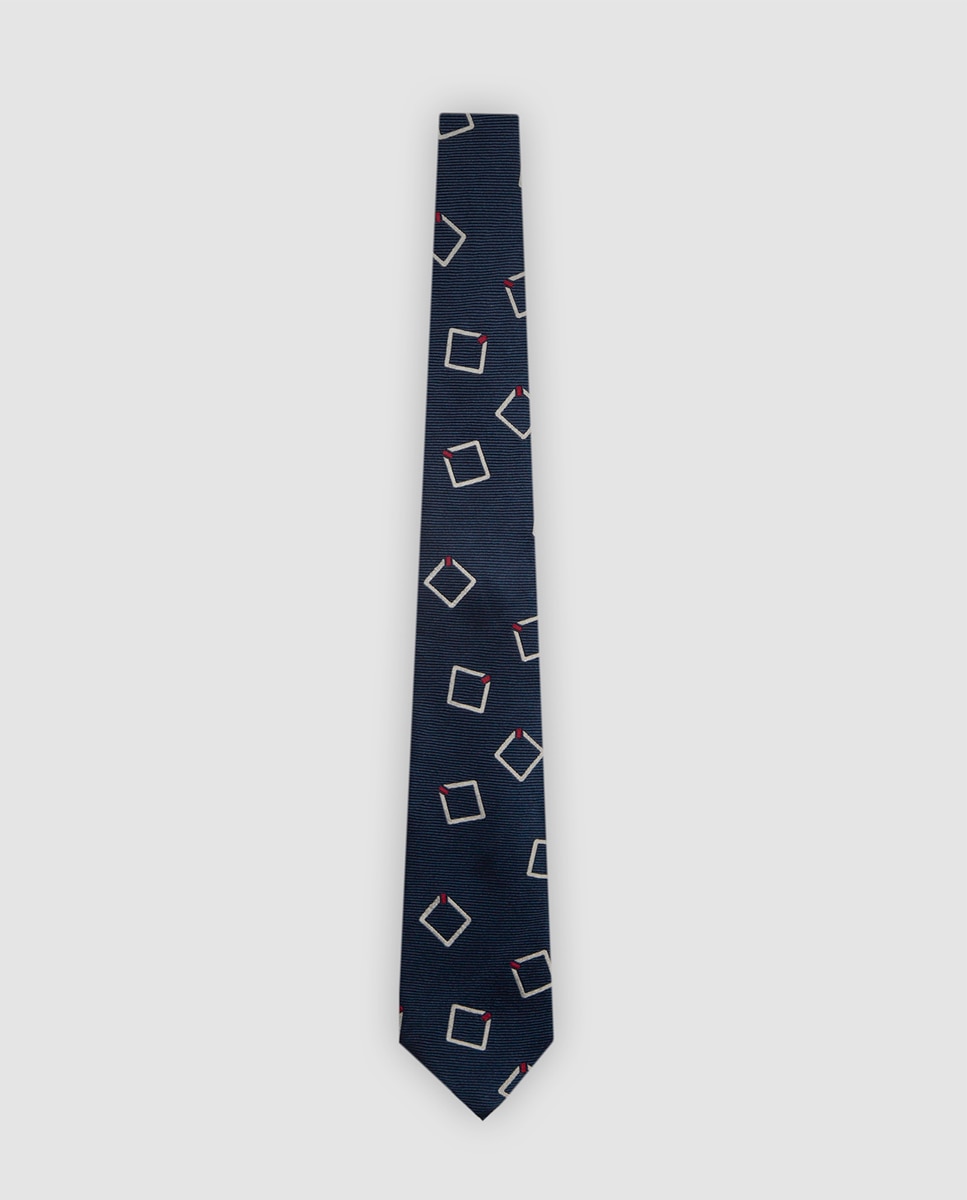 Imagen 0 de Corbata de hombre de seda con jacquard cuadrados grandes