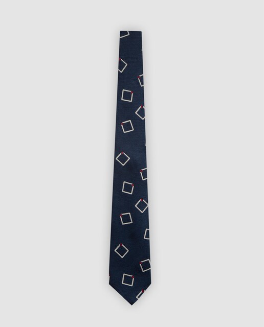 Imagen 0 de Corbata de hombre de seda con jacquard cuadrados grandes