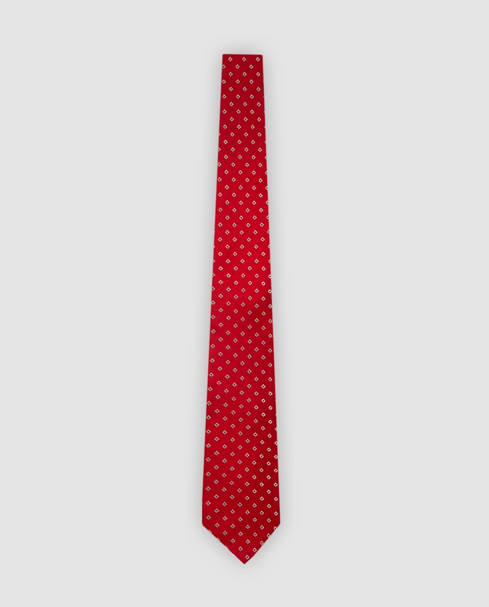 Imagen 0 de Corbata de hombre de seda jacquard cuadrados