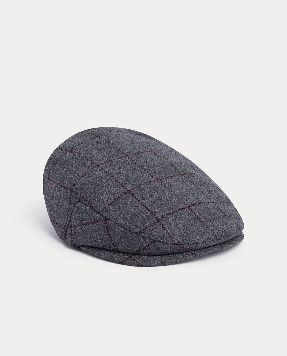 Imagen 0 de Gorra inglesa de hombre gris estampada de cuadros windowpane