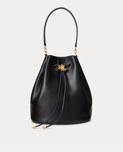 Imagen 0 de Bolso saco Andie grande de piel en negro con correas
