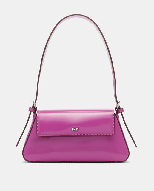 Imagen 0 de Bandolera de mujer DKNY en poliuretano de color rosa y asa media