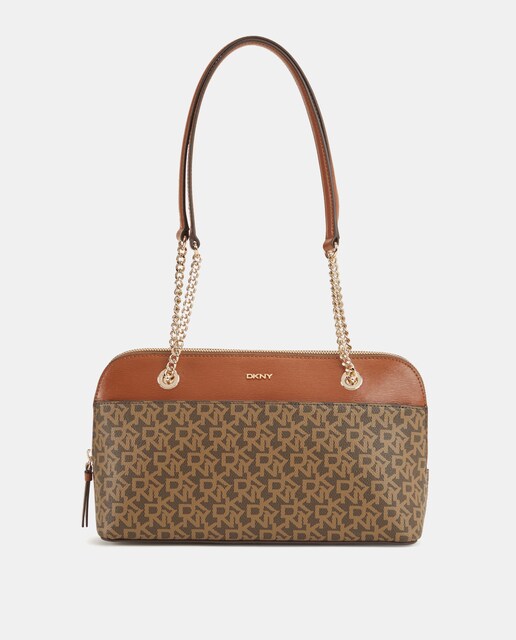 Imagen 0 de Bolso de hombro en marrón con estampado de logos