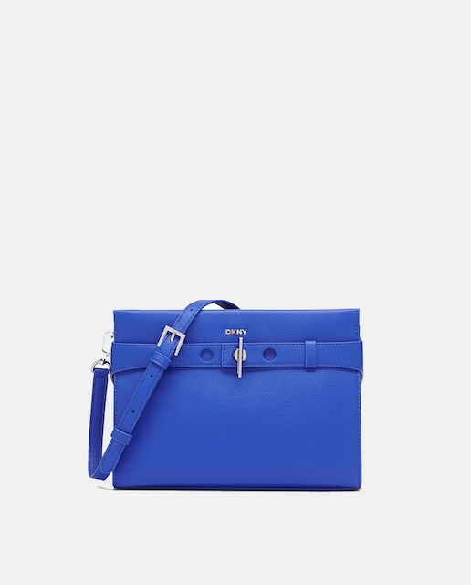 Imagen 0 de Bolso bandolera de piel DKNY BLEEKER con asa doble y cierre frontal