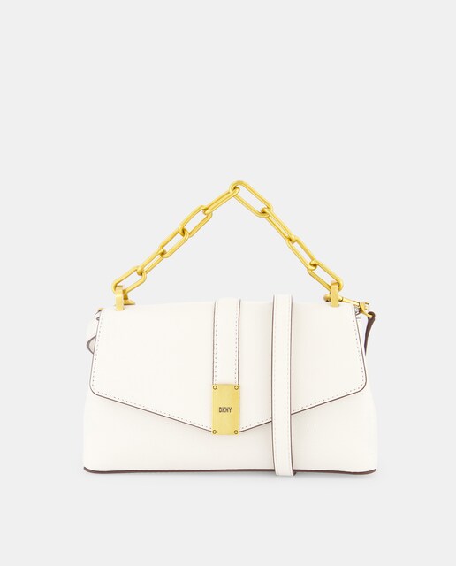 Imagen 0 de Bandolera de mujer DKNY en piel color piedra y asa media
