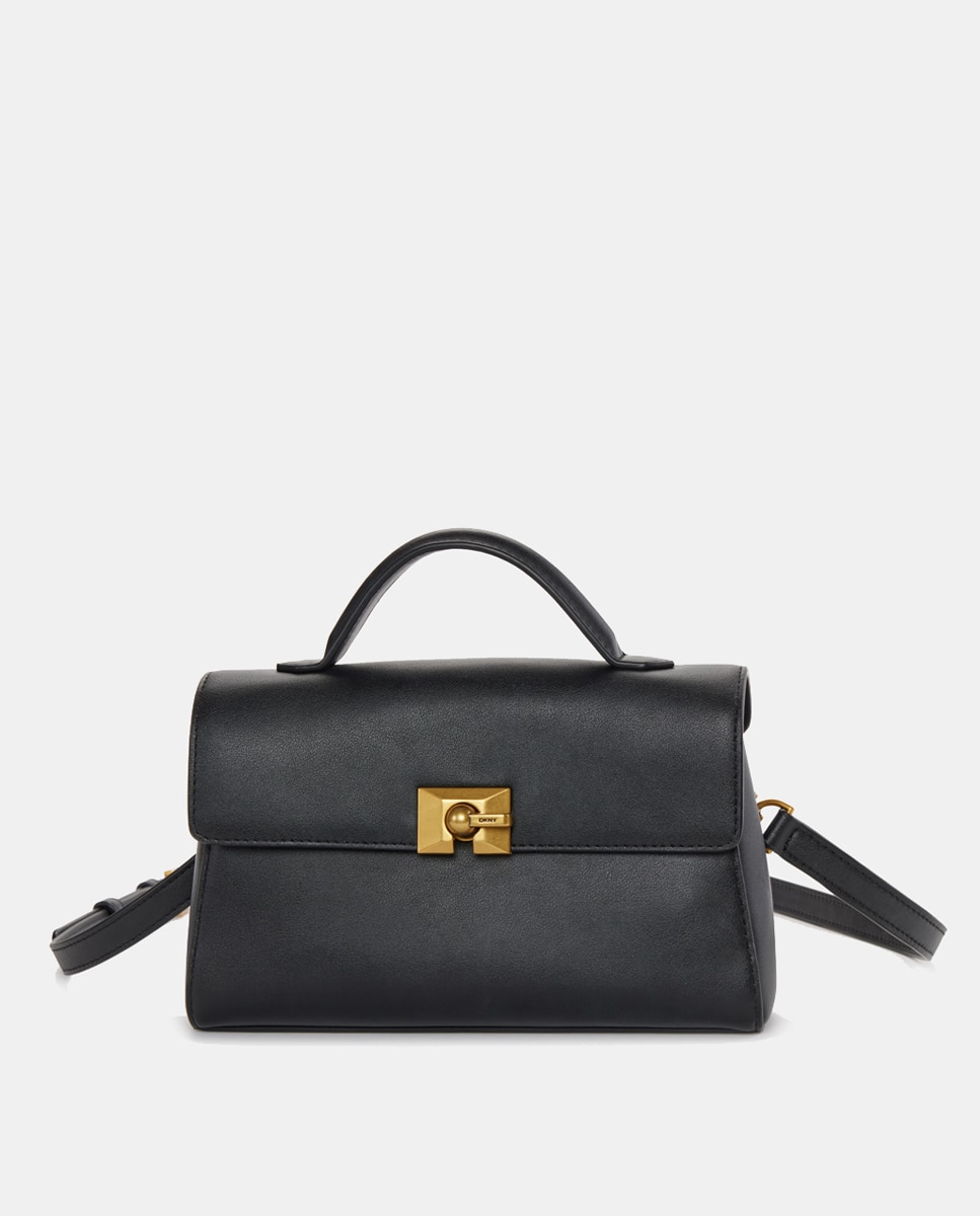 Imagen 0 de Bolso de piel DKNY COLETTE con asa corta y cierre frontal