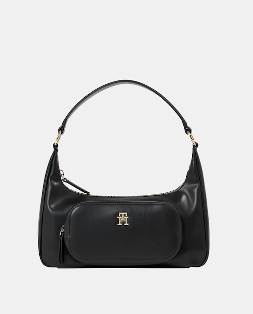 Imagen 0 de Bolso de hombro de mujer en color negro con bolsillo exterior de Tommy Hilfiger.