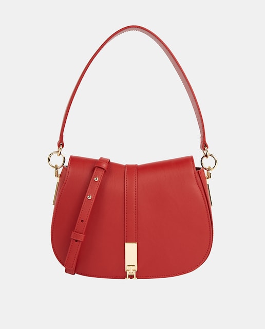 Imagen 0 de Bolso de hombro de mujer en color rojo con asa ajustable y cierre metálico de Tommy Hilfiger.