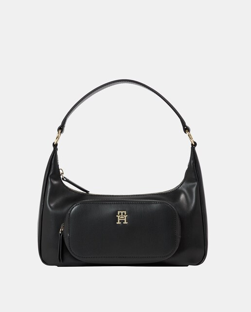 Imagen 0 de Bolso de hombro de mujer en color negro con bolsillo exterior de Tommy Hilfiger.