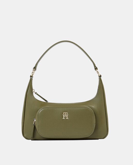 Imagen 0 de Bolso de hombro de mujer en color verde militar con bolsillo exterior de Tommy Hilfiger.