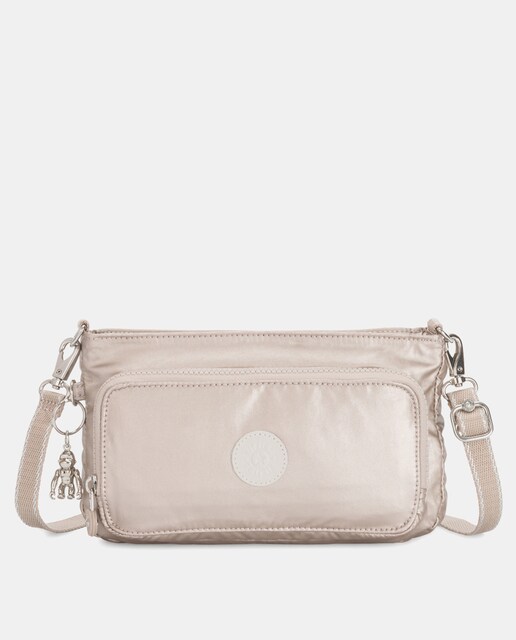 Imagen 0 de Bandolera de mujer Kipling Myrte de nylon plata con bolsillos exteriores