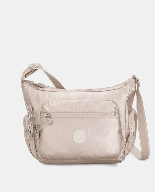 Imagen 0 de Bandolera de mujer Kipling Gabbie S de nylon en plata con bolsillos exteriores