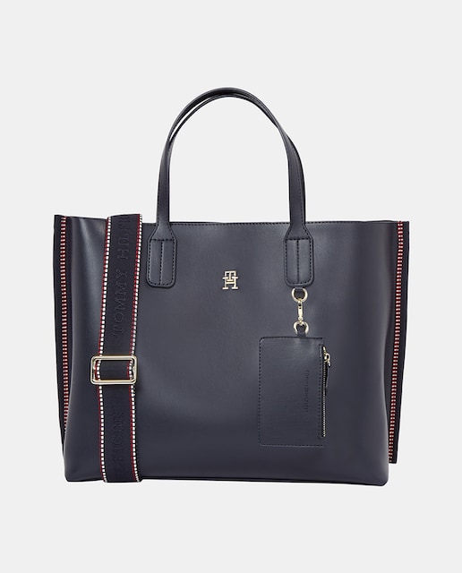 Imagen 0 de Bolso estilo satchel de mujer en color azul marino y detalle corporativo