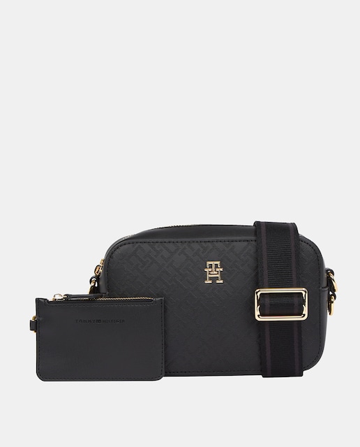 Imagen 0 de Bolso bandolera de mujer en color negro y estampado monogram de Tommy Hilfiger.