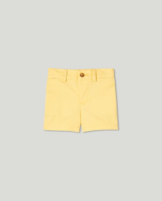 Imagen 0 de Bermuda de bebé niño de algodón en amarillo con cinturón